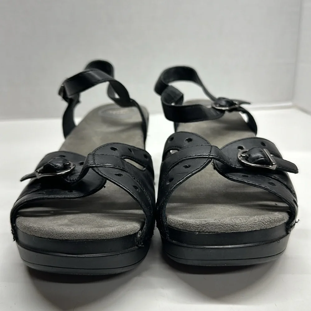 Dansko Sissy Leather Sandals Clogs Shoes Strappy Adjustable Black Size 41 US 11